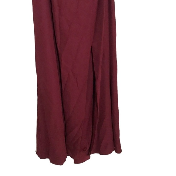 After Six One-Shoulder Draped Cowl-Neck Maxi Dress in Cabernet red NWT - Picture 5 of 8